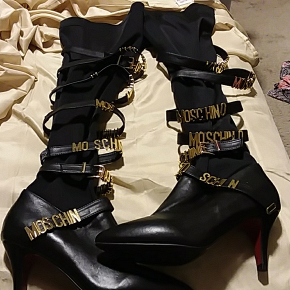 moschino over the knee boots